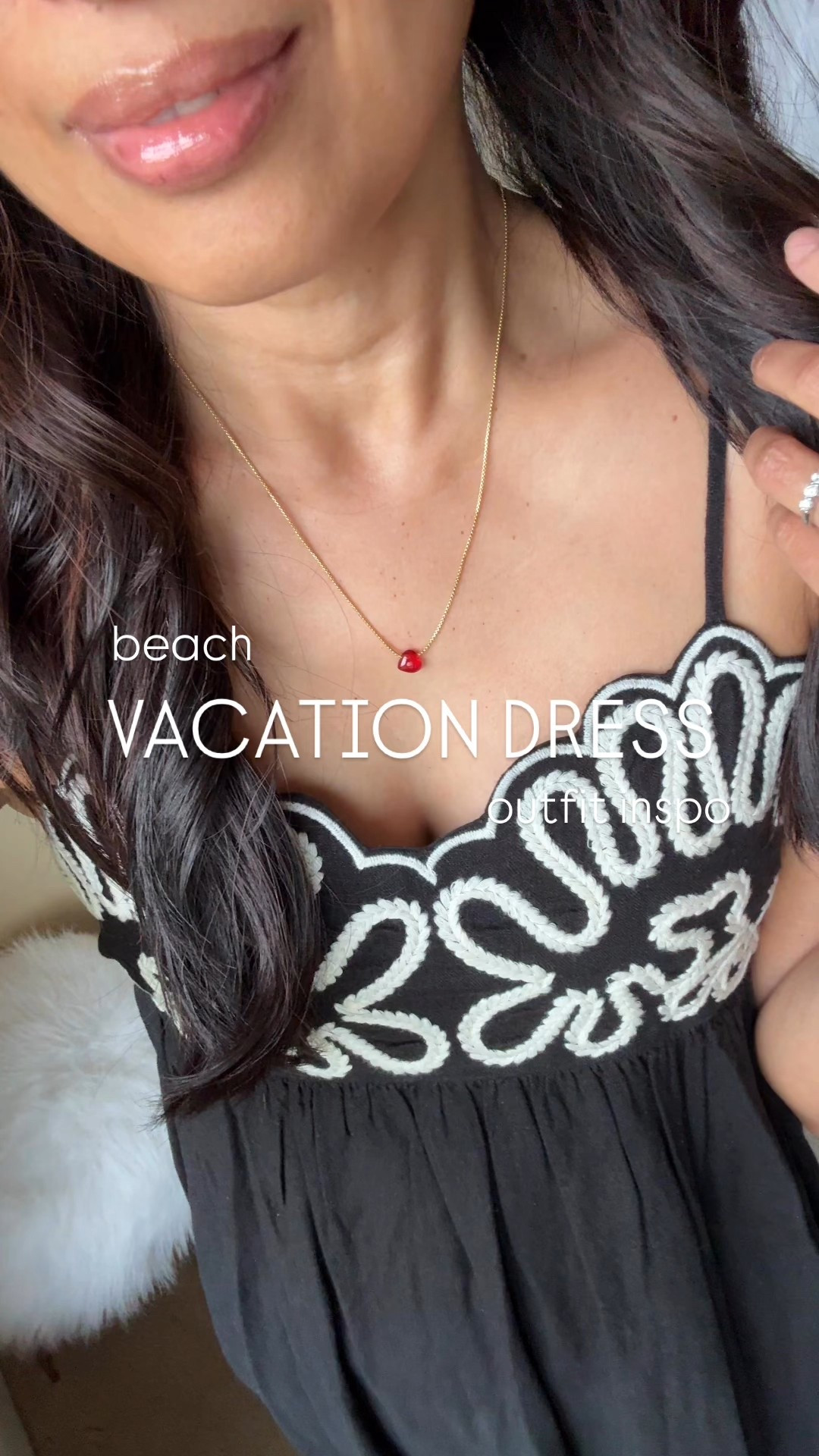 Beach vacation dress outfit inspo. 
- This exact dress is $40 and looks more expensive. I love the detailing on the bodice. Adjustable straps, elastic back, pockets, linen blend fabric. The length grazes the top of my foot; ideally would prefer it shorter. 
- Simple heart necklace. 
- Straw look classic flat sandals on sale for $16. . 
- Leather woven bag. 
- Designer look sunglasses for around $15. 
- Favorite clean beauty lip oil  

#LTKFindsUnder50 #LTKOver40 #LTKTravel