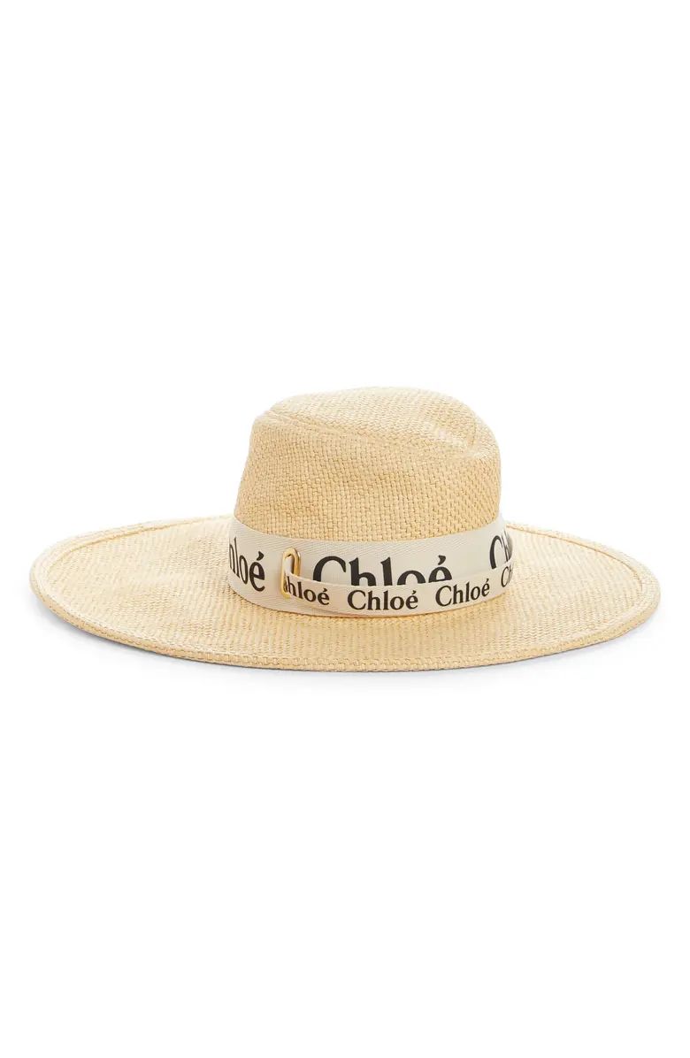 Chloé Woody Logo Band Floppy Woven Hat | Nordstrom | Nordstrom