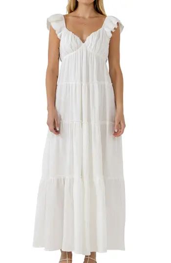 Free the Roses Sweetheart Neck Cotton Gauze Tiered Maxi Dress | Nordstrom | Nordstrom