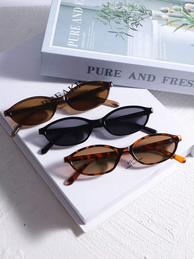 3pcs New Vintage Oval Small Frame Fashion Eyeglasses For Men And Women, Stylish High-End Casual S... | SHEIN