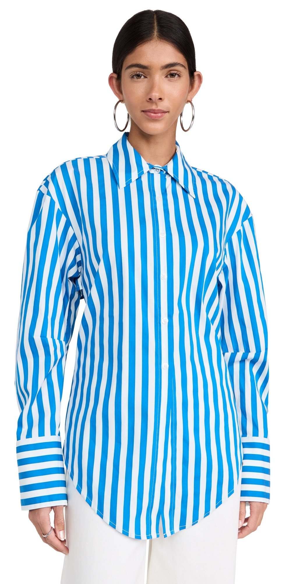 SIMONMILLER Loch Striped Poplin Button Up Top Blue Stripe S | Shopbop
