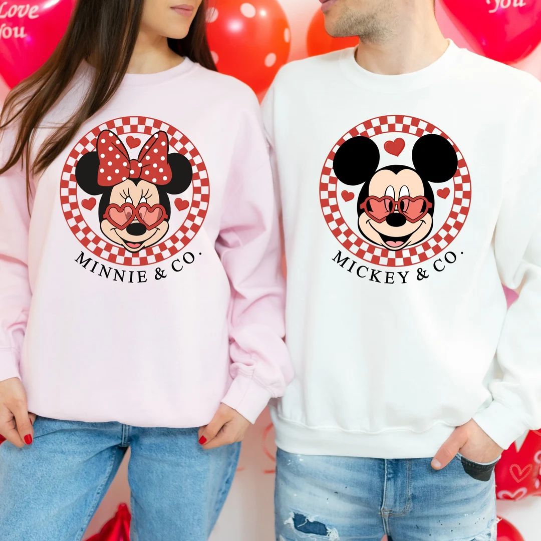 Mickey Minnie Valentine Shirt,disney Valentine Sweatshirt,valentine's Day Hoodie, Disneyland Vale... | Etsy (US)