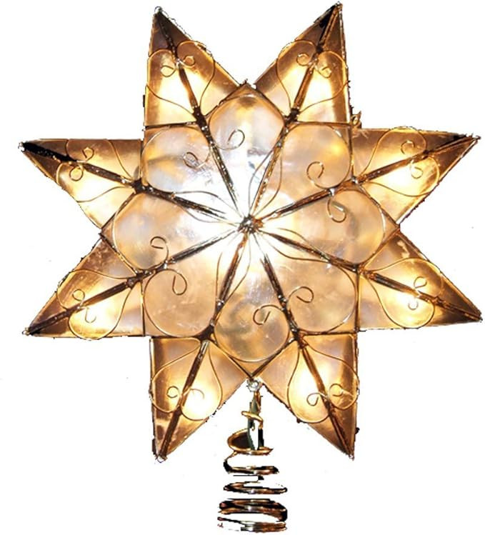 Kurt Adler Indoor 10 Light 8-Point Capiz Star Treetop with Arabesque Decoration | Amazon (US)