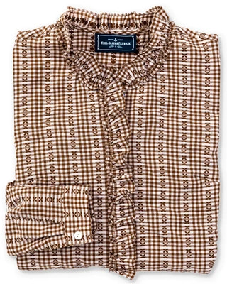 Kiel James Patrick Mayfair Check Ruffle Shirt in Brown - Mayfair Check Ruffle Shirt in Brown | Shop.app
