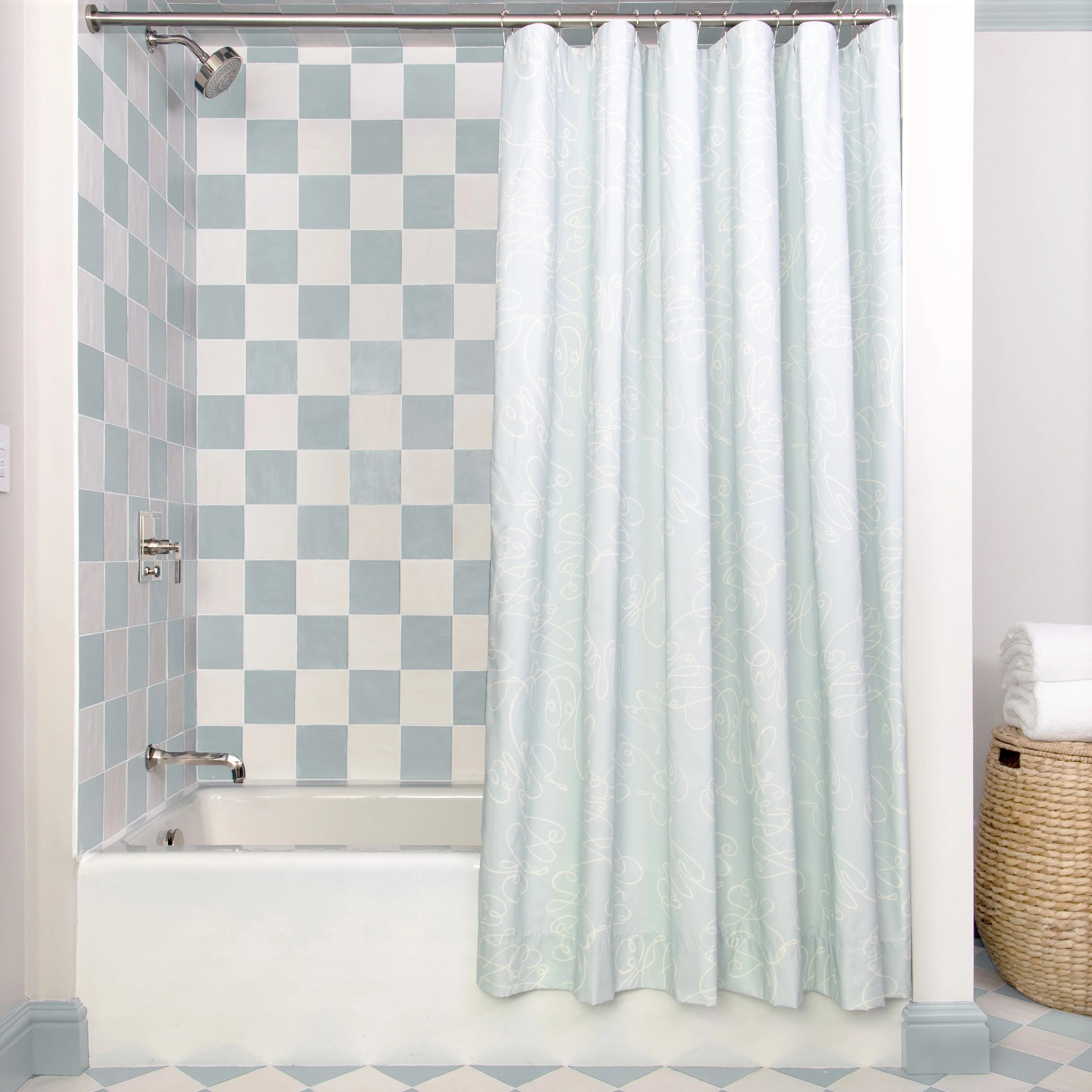 Powder Blue Abstract Custom Shower Curtain | Pepper
