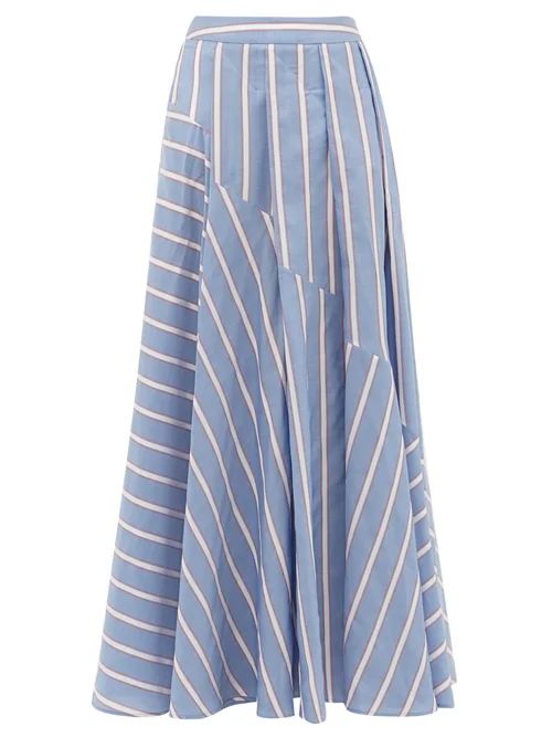 Palmer//harding - Sunda Ribbon-stripe Poplin Skirt - Womens - Blue Multi | Matches (US)