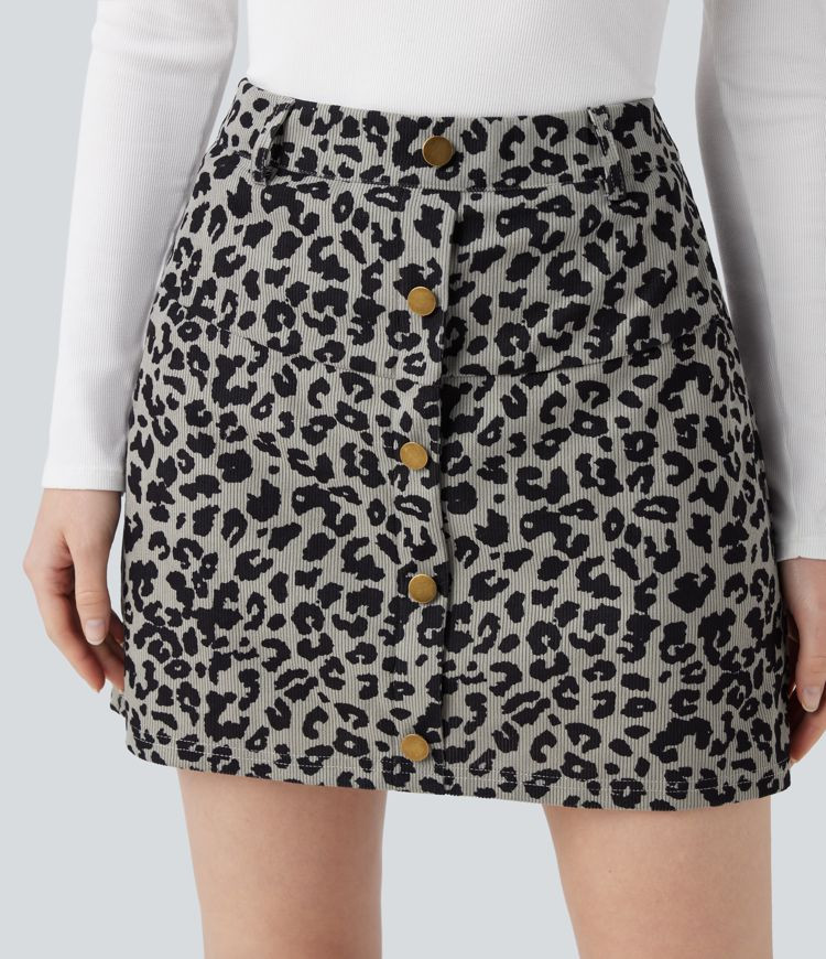 Women’s High Waisted 2-in-1 Leopard Print Mini Casual Skirt with Pocket - Halara | HALARA
