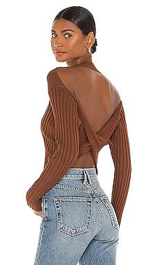 MAJORELLE Lacie Twist Back Top in Chocolate Brown from Revolve.com | Revolve Clothing (Global)