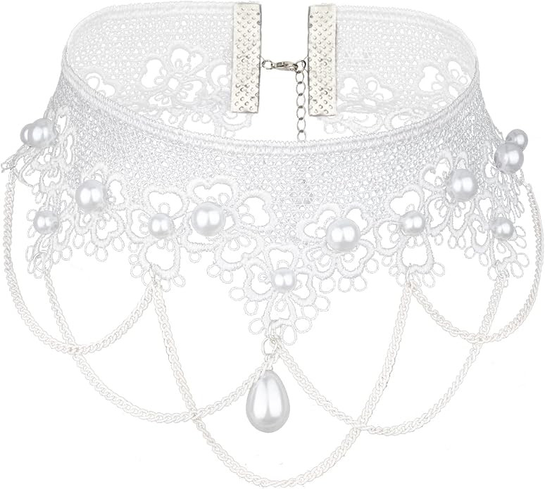 Lace Choker Necklace Gothic Jewelry Accessories, Elegant Goth Collar Necklace for Women Halloween... | Amazon (US)