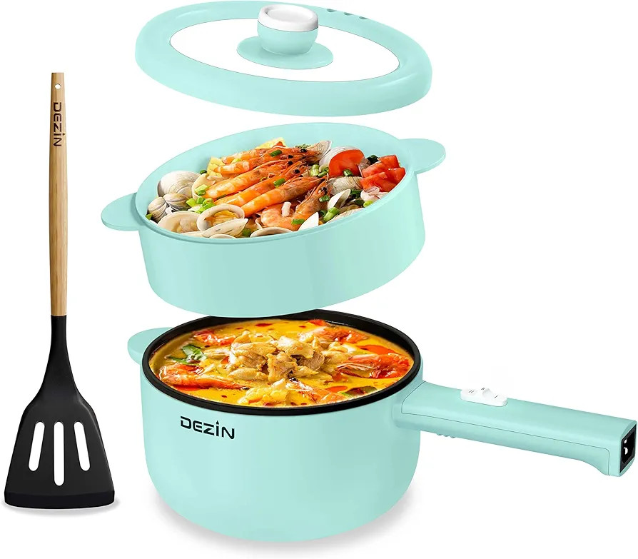 Dezin Hot Pot Electric, 2L Non-Stick Sauté Pan, Rapid Noodles Cooker, Mini Portable Pot for Stea... | Amazon (US)