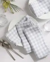 European Linen Wide-Hem Gingham Napkins (Set of 8) | Quince