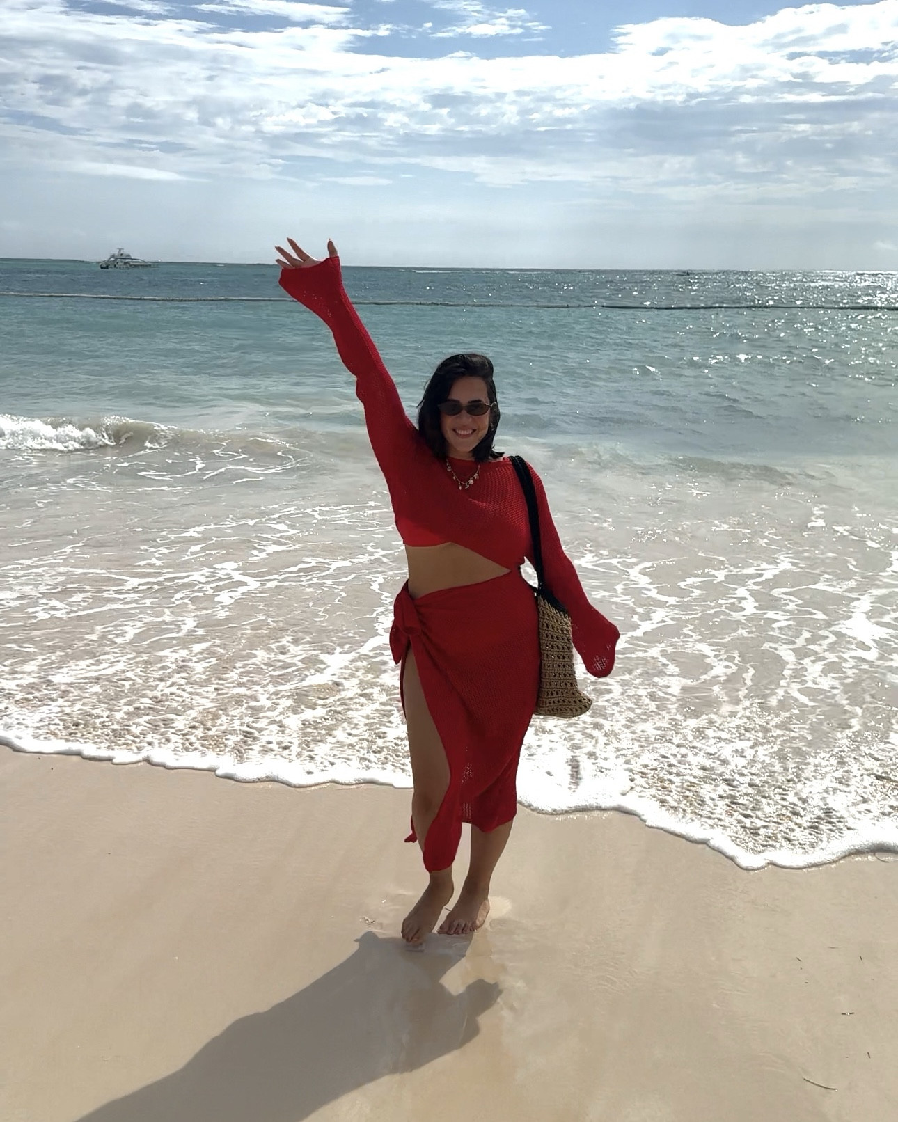 Beach vacation outfit! Midsize mom of 2 red set and bikini! What I'd wear for summer and on vacation with a thicker tummy and thick thighs. 

Vacation outfit, resort wear, summer outfit, beach look, swim cover up

#LTKWatchNow #LTKTravel #LTKSwim