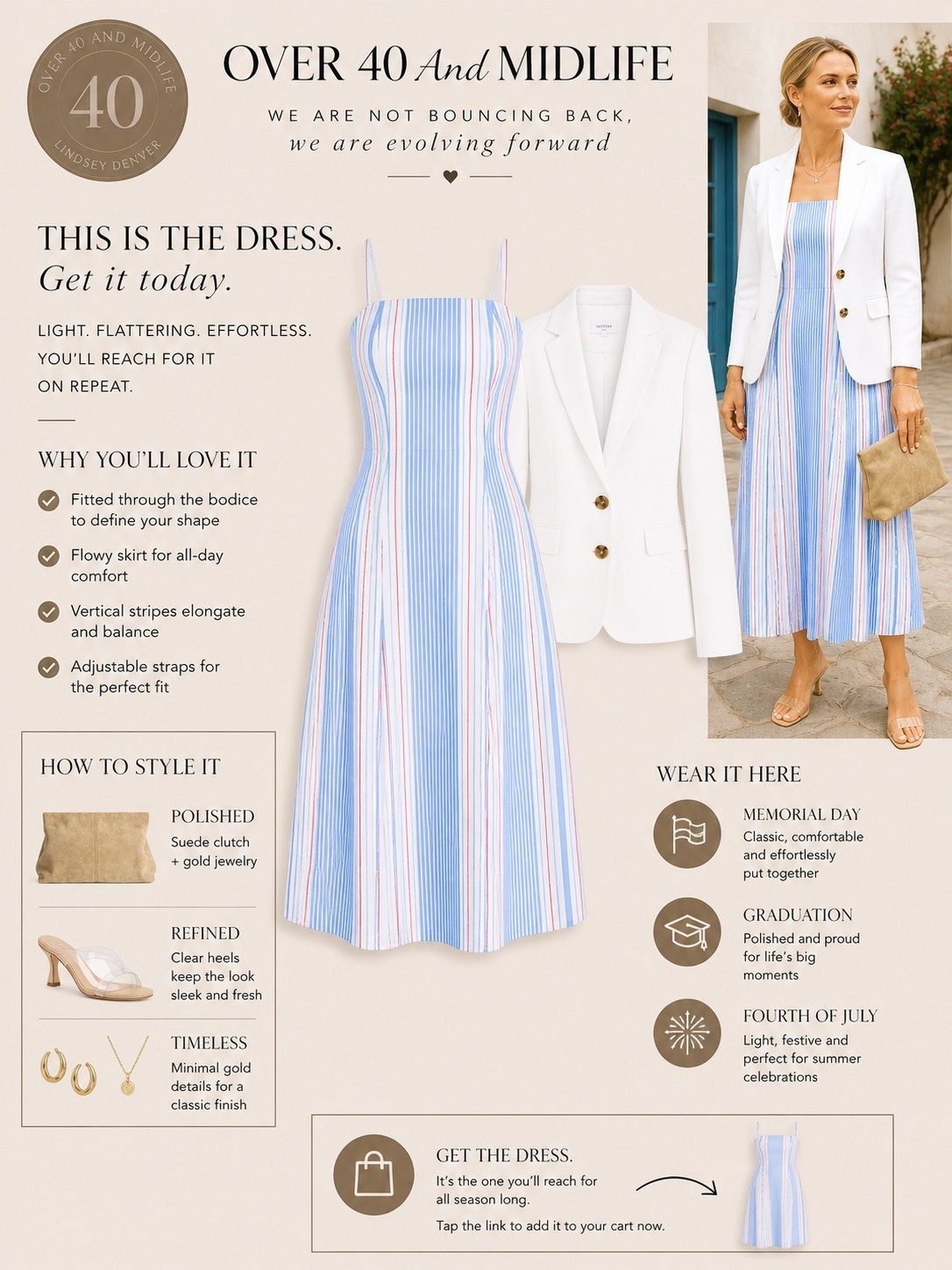  ✨Tap the bell, save and ❤️ for over 40 fashion, midlife style, midsize fashion and luxury looks for less. 

Spring dress, graduation, shower, summer, Memorial Day, July 4th, wedding

👑"Helping you look good, feel good!" - Lindsey Denver
Spring looks, Midlife style for real women who want to feel confident again. Over 40 fashion and over 50 style that works with changing bodies, perimenopause shifts, and real life. Think midsize fashion, Gen X style and up, body confidence, and mom outfits that feel polished, comfortable, and elevated...because style over 45 and over 50 should feel effortless, not stressful. 

Follow my LTK @Over40andmidlife on the @shop.LTK app to view this post and get my exclusive app-only content!

#liketkit #LTKPlusSize #LTKMidsize #LTKOver40
@shop.ltk
https://liketk.it/6aOU8