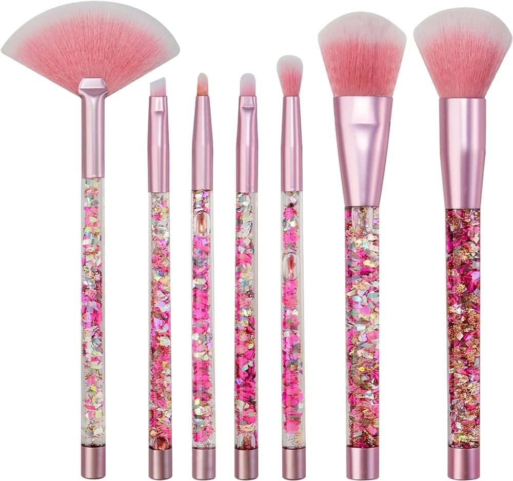 Makeup Brushes Set Glitter Unicorn Foundation Sparkles Cute Fan Powder Blush Lip Highlight Eye sh... | Amazon (US)