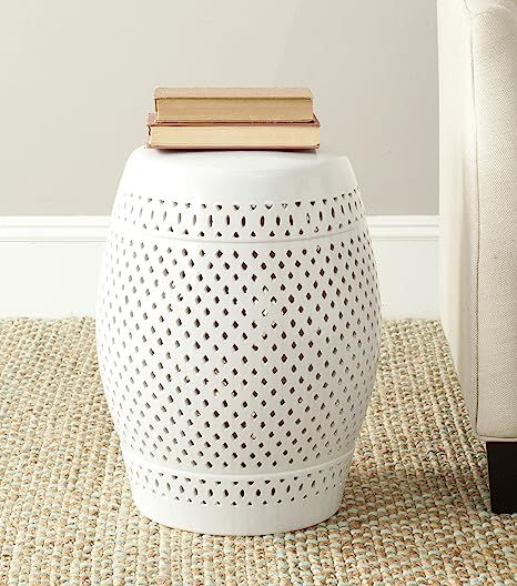 Safavieh Diamond Ceramic Decorative Garden Stool, White | Amazon (US)