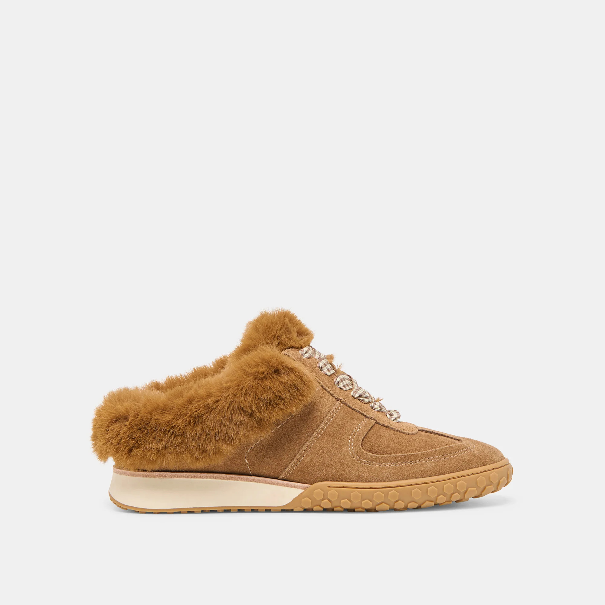 Izzey Plush Lt Brown Suede Sneakers | Dolce Vita | DolceVita.com