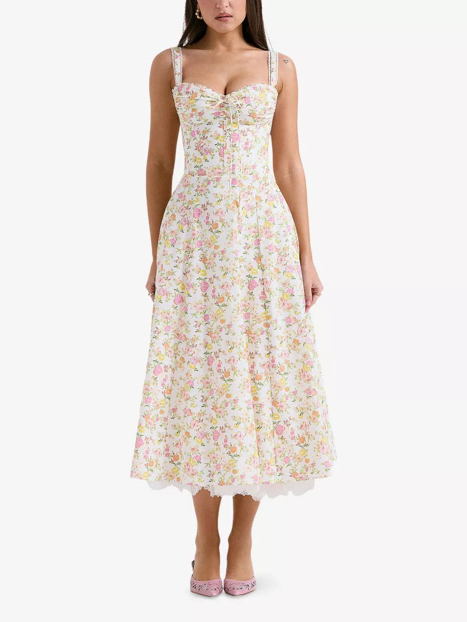 Rosalee floral-print stretch cotton-blend midi dress | Selfridges