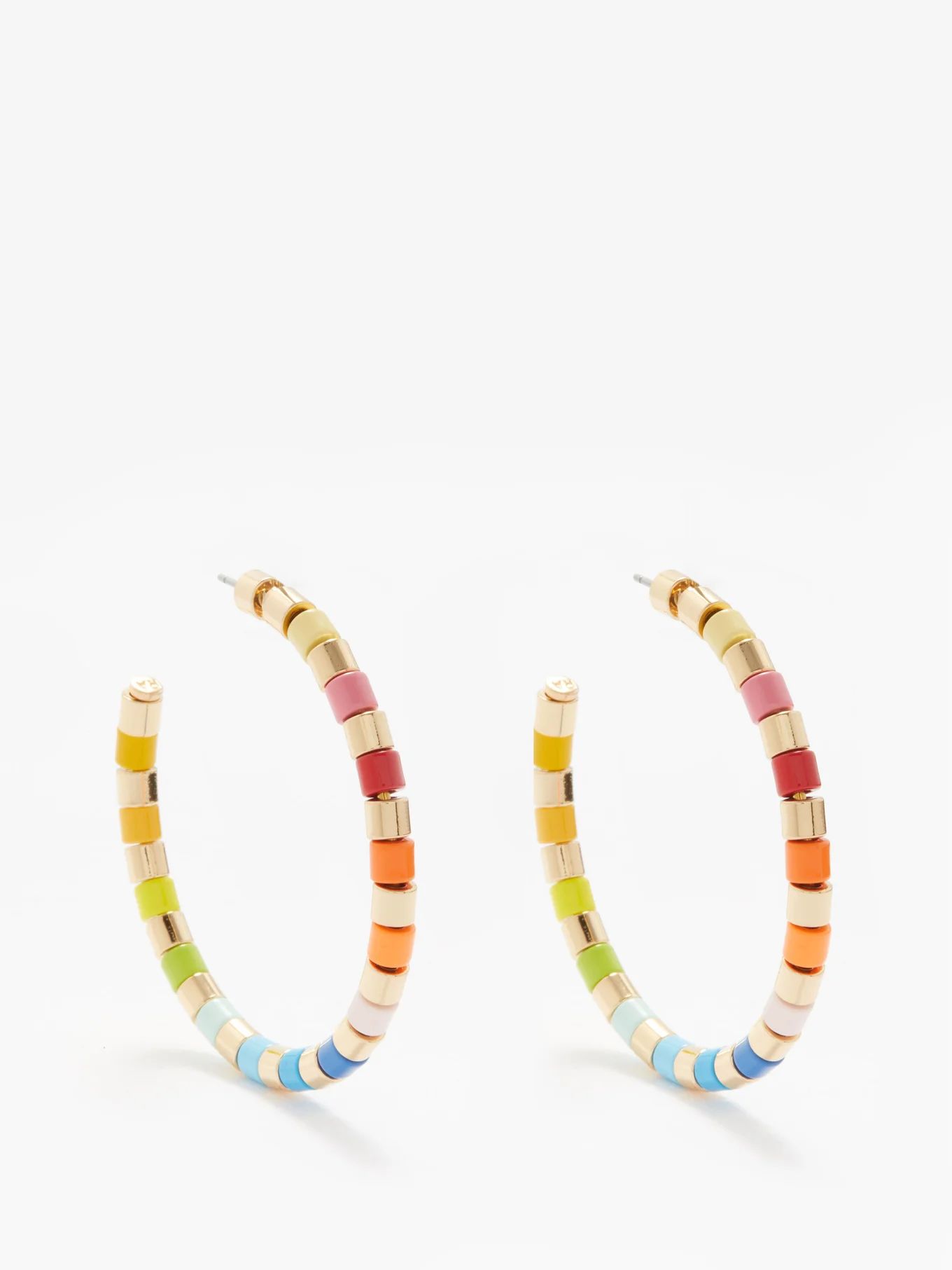 Golden Rainbow enamel hoop earrings | Roxanne Assoulin | Matches (US)