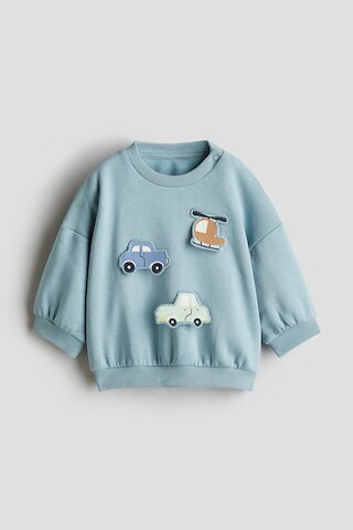 H & M - Motif-Detail Brushed-Inside Sweatshirt - Turquoise | H&M (US + CA)