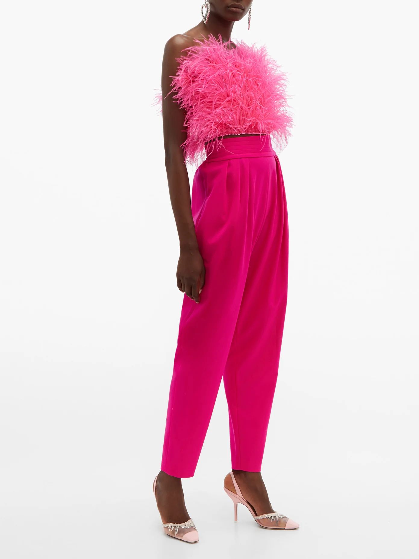 Faux pearl-trimmed ostrich feather top | The Attico | MATCHESFASHION | Matches (US)