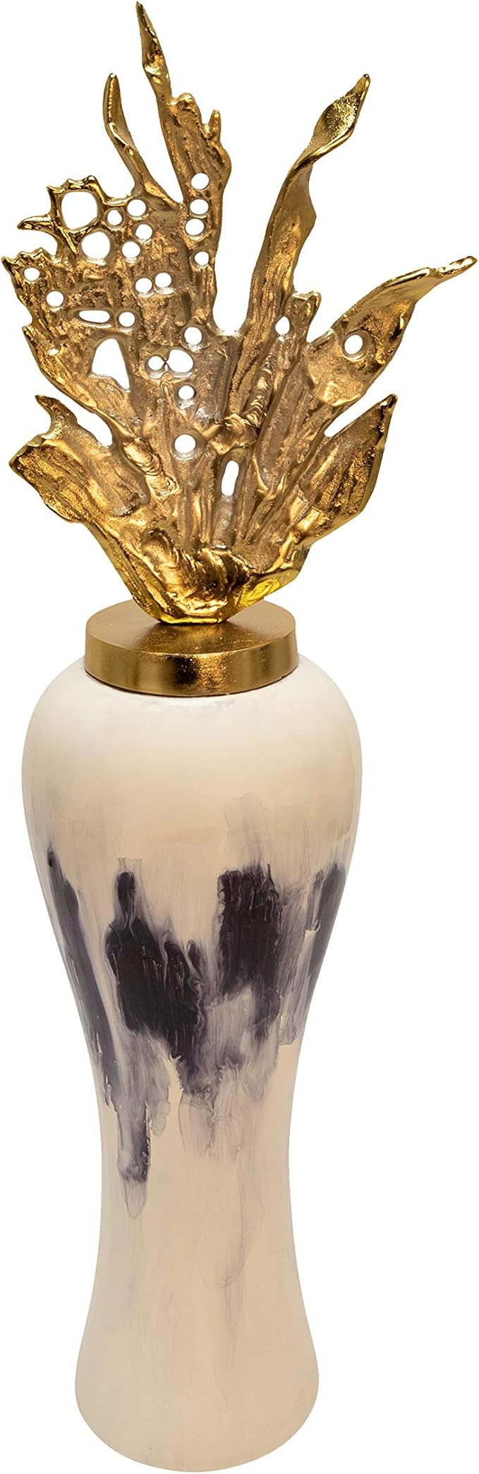 Amazon.com: Sagebrook Home 15649-10 38" H Metal Vase W/Leaf Like Lid, White, 13 x 9 x 38 : Home &... | Amazon (US)