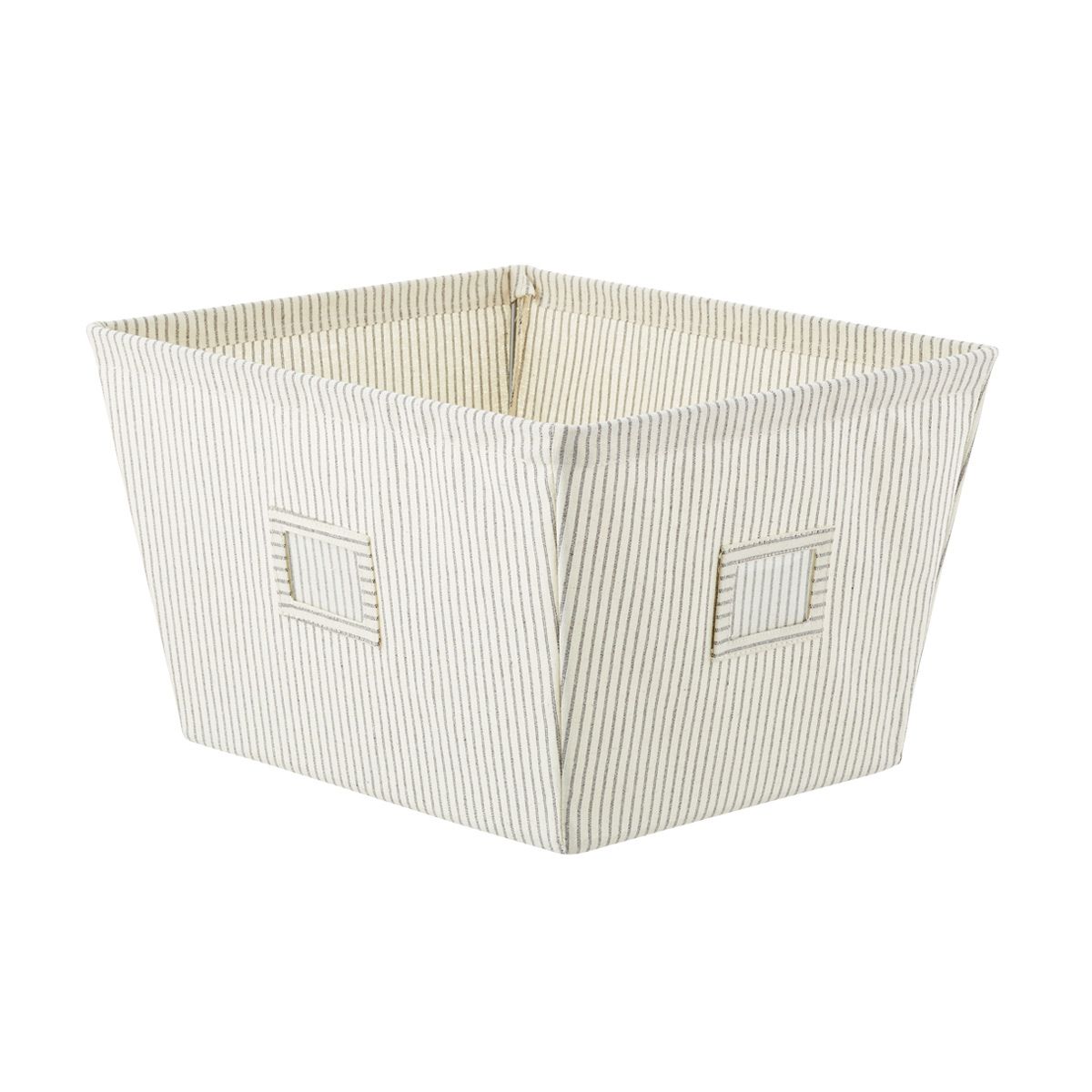 The Container Store Large Farmhouse Open Bin Grey Stripe | The Container Store
