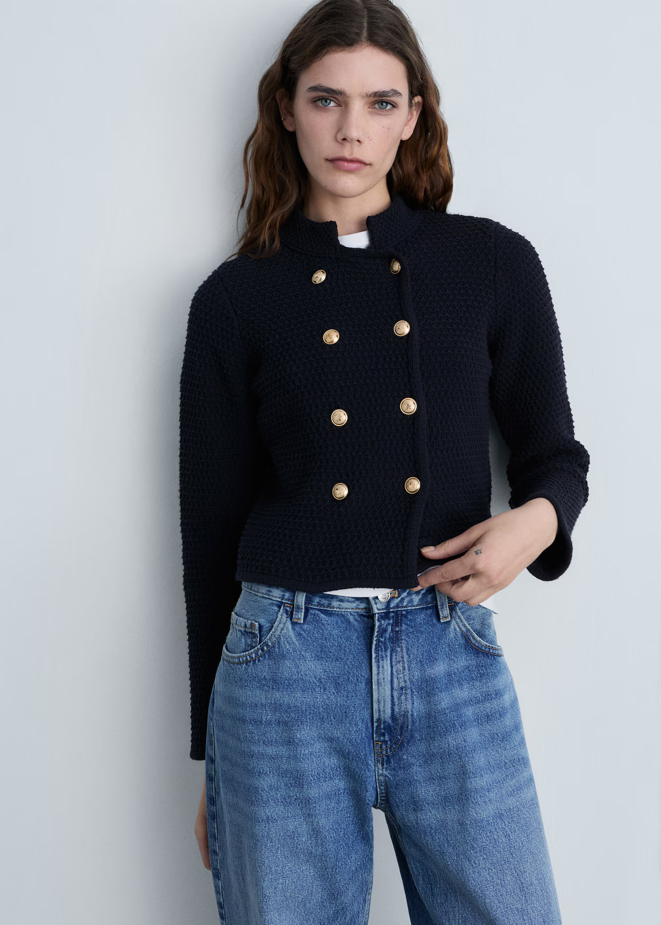 Double-breasted knitted jacket - Women | MANGO USA | Mango (US/MX/AU)