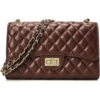 Quilted Leather Crossbody Bags for Women Trendy Ladies Shoulder Purse Satchel HandBag with Chain ... | Amazon (US)