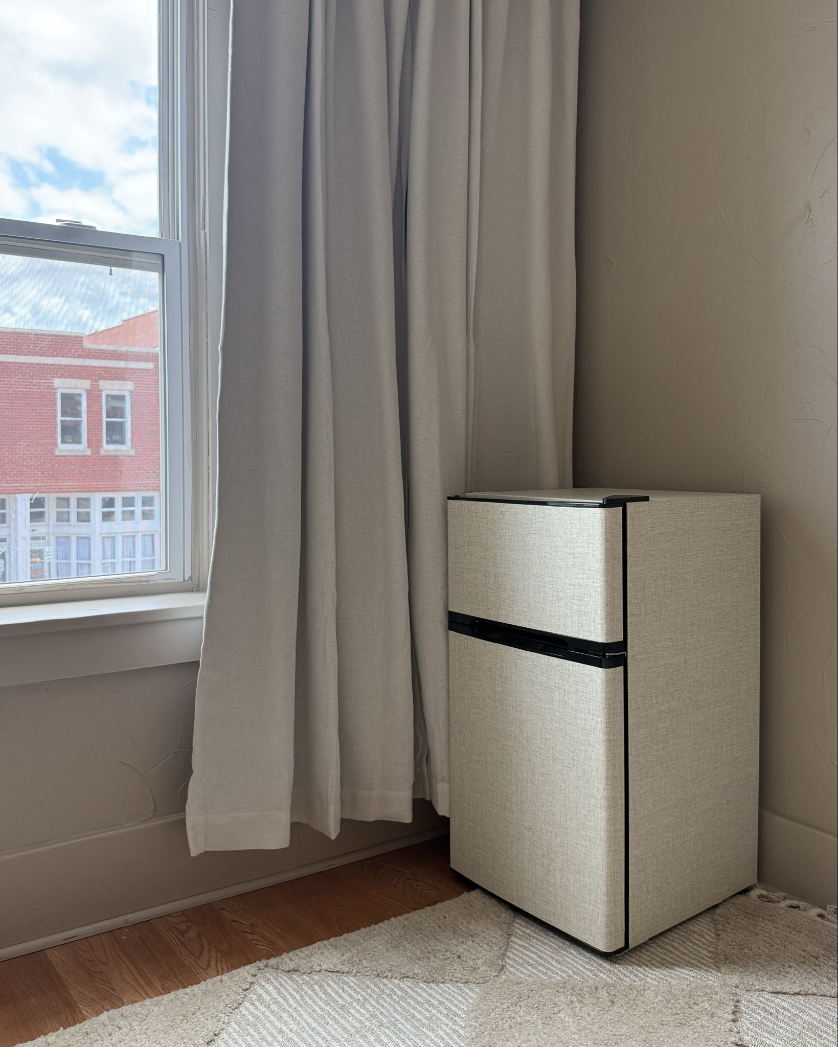 Wallpaper on the mini fridge = so chic!!!! ✨

used about half a roll & it was so easy to do!!!

#LTKHome