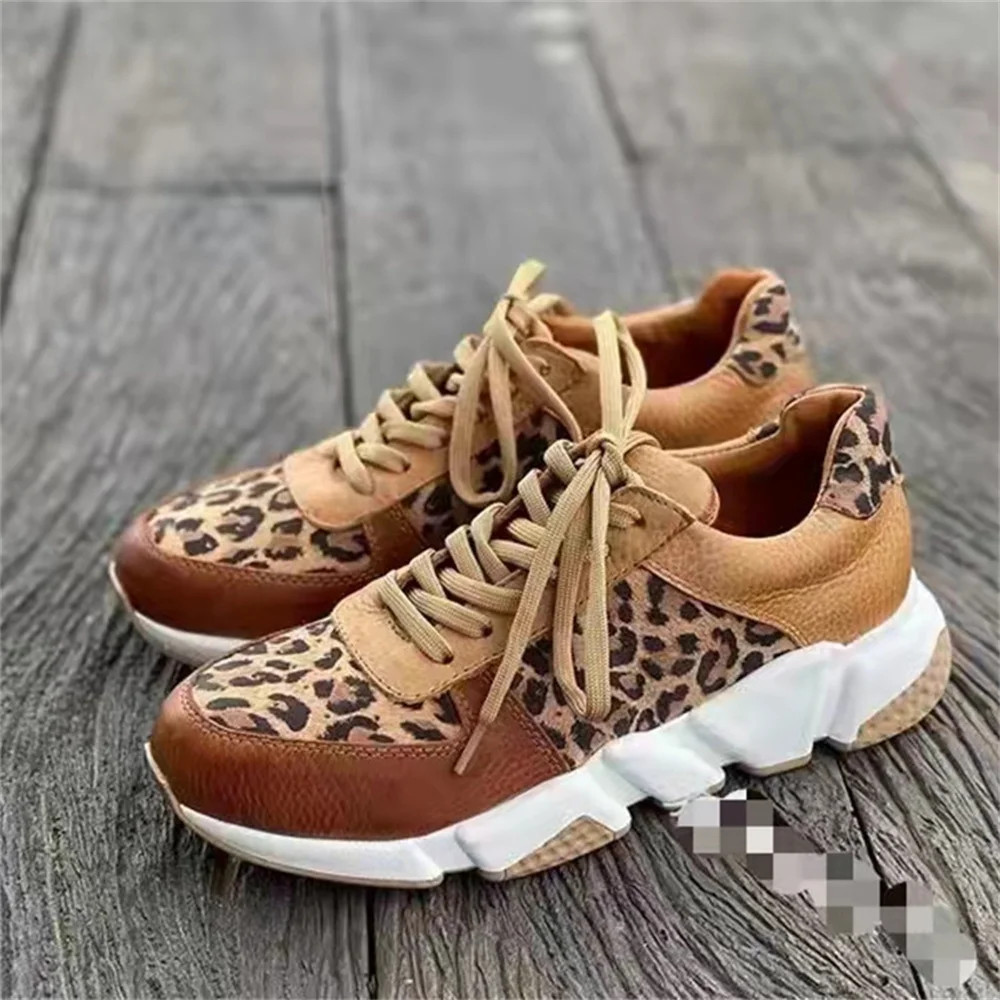 Leopard Print Casual Shoes 36 Woman Platform Sneakers Tie Up Printed Sport Shoes for Casual Anti-... | Walmart (US)
