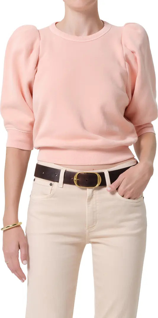 Puff Sleeve Cotton Blend Top | Nordstrom