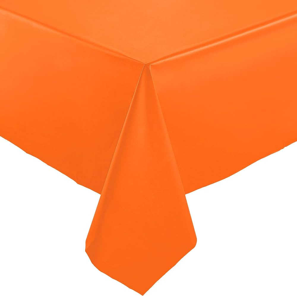 ZIMPLEWARE Orange Standard Disposable Plastic Party Tablecloth [6-Pack] 54 x 108” Rectangle Tab... | Amazon (US)