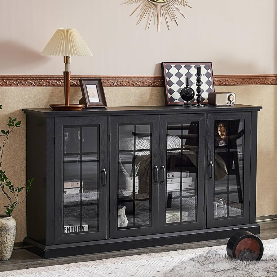 AMERLIFE 35" Sideboard, 6 Adjustable Shelves Sideboard Buffet Cabinet with 4 Doors, Accent Storag... | Amazon (US)