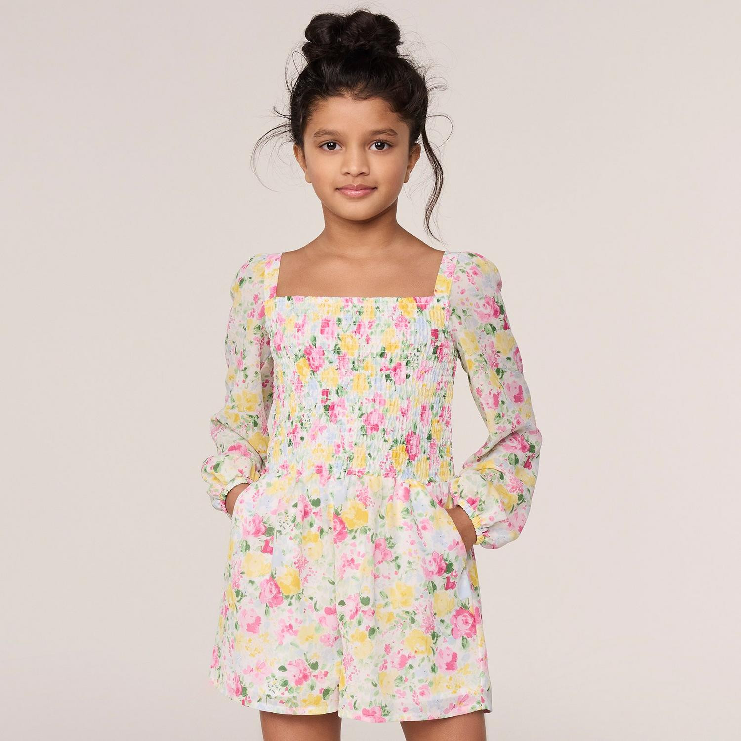 The Emma Floral Smocked Chiffon Romper | Janie and Jack