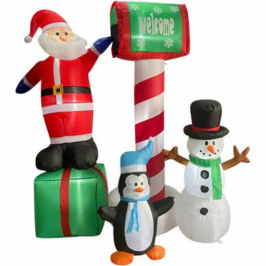 Fraser Hill Farm 6-Ft. Welcome Mailbox w/ Santa, Snowman, Penguin, Inflatable w/ Lights, Storage ... | Fraser Hill Farm