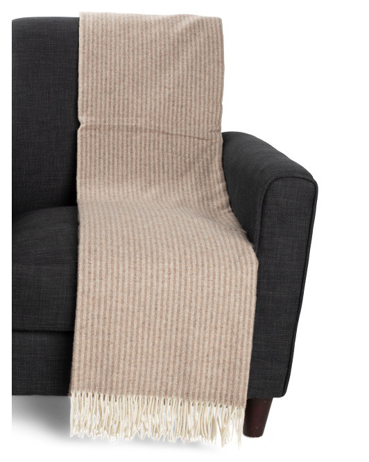 Australian Merino Wool And Cashmere Blend Striped Throw | TJ Maxx