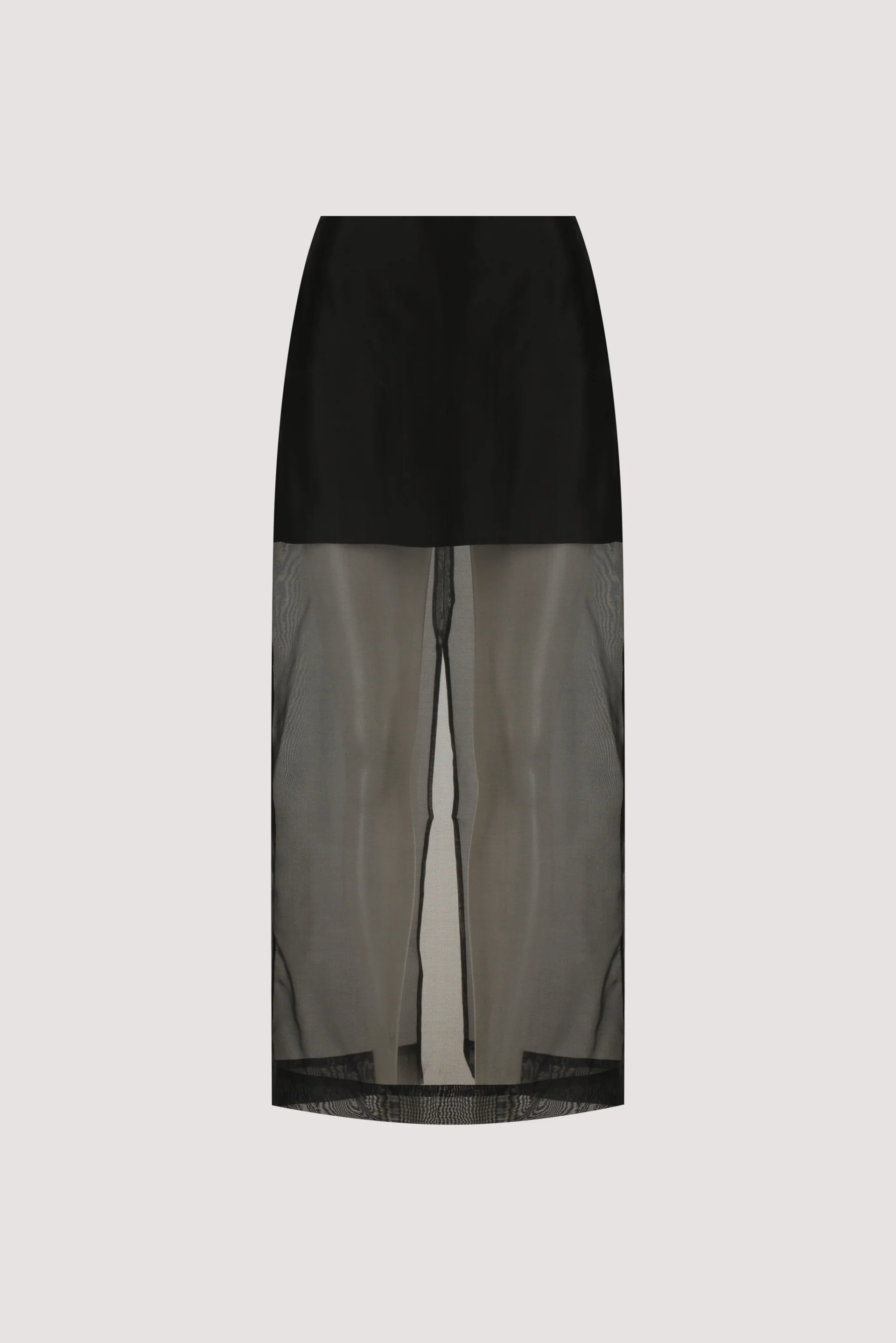 SIAN BLACK SILK ORGANZA MIDI SKIRT | DISSH