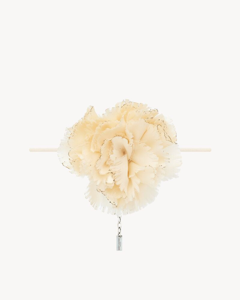 flower necklace in silk satin | Saint Laurent Inc. (Global)