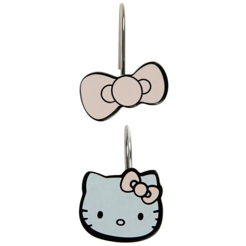 Hobby Lobby Hello Kitty Shower Curtain Hooks, Face and Bow Design, Set of 12, White and Pink | Amazon (US)