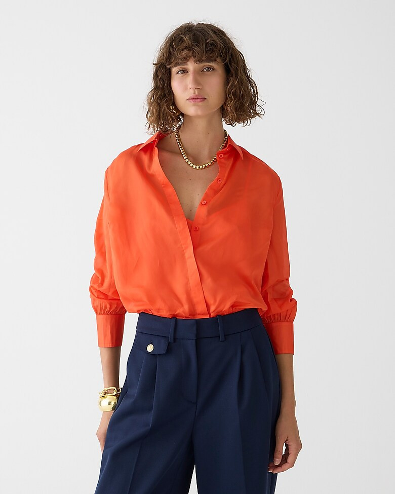 Button-up shirt in sheer organza | J. Crew US