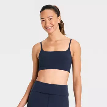 Women's Everyday Soft Colorblock Ribbed Sports Bra - All In Motion™ Dark Mauve M | Target