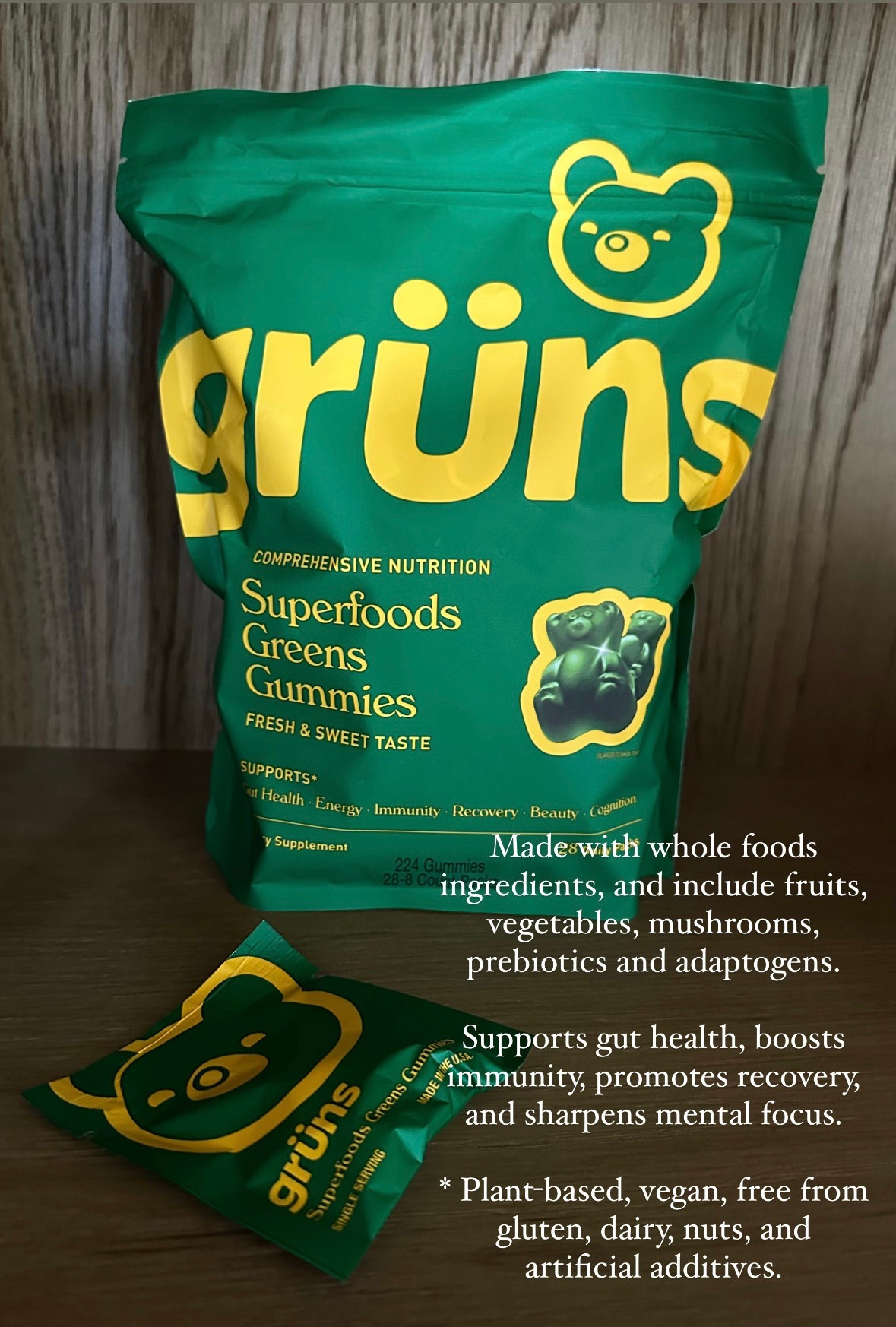 Bethenny Frankel made me buy it. Healthy greens that actually don’t actually taste like dirt! If you are like me and can’t drink down the viral AG1, this is for you. 8 fruity gummies per pack with 20+ vitamins and minerals.

* Redeem 53% off your first order on Gruns website! 

#LTKActive #LTKFindsUnder50