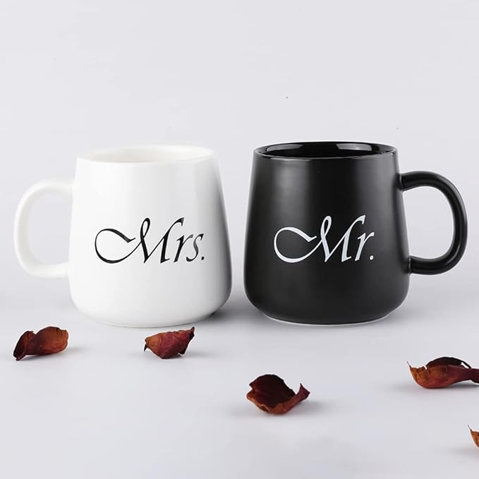 MCleanPin Mr & Mrs Coffee Mugs Set, Wedding Anniversary & Bridal Shower Gifts, Couple Mugs for Ne... | Amazon (US)