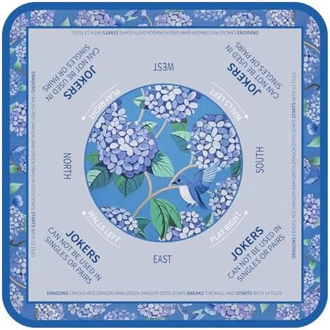 Tegeme Large Mahjong Mat 31.5 x 31.5 Inch Blue Hydrangeas Mahjong Mat Anti Slip Game Rug for Mah ... | Amazon (US)