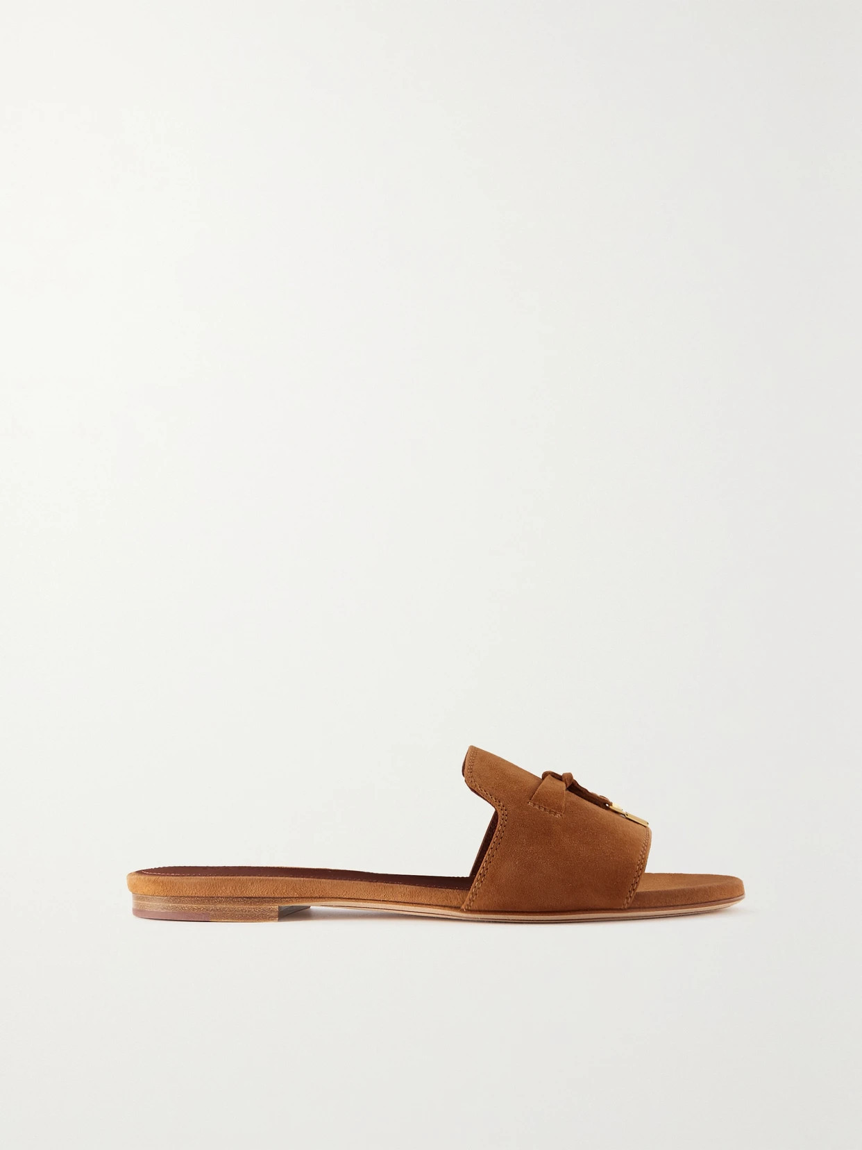 Loro Piana - Summer Charms Suede Slides - Tan | NET-A-PORTER (UK & EU)