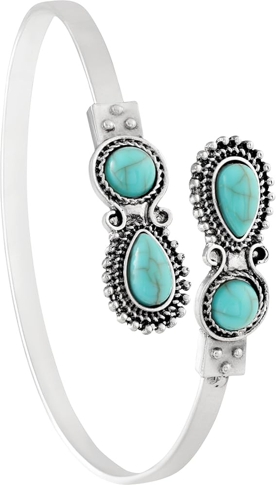 MINACHI Created Turquoise Bangle For Women - Pear Shape Silver-Overlay Cuff Bangle Jewelry | Amazon (US)