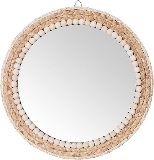 SWTHONY 15 Inch Boho Round Hanging Wall Mirror Decorative Rattan Circle Wall Mounted Mirror for F... | Amazon (US)
