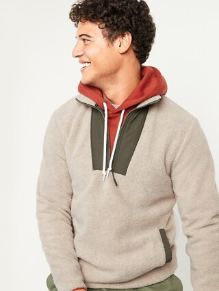 Cozy Sherpa Half-Zip Mock-Neck Sweatshirt for Men | Old Navy (US)