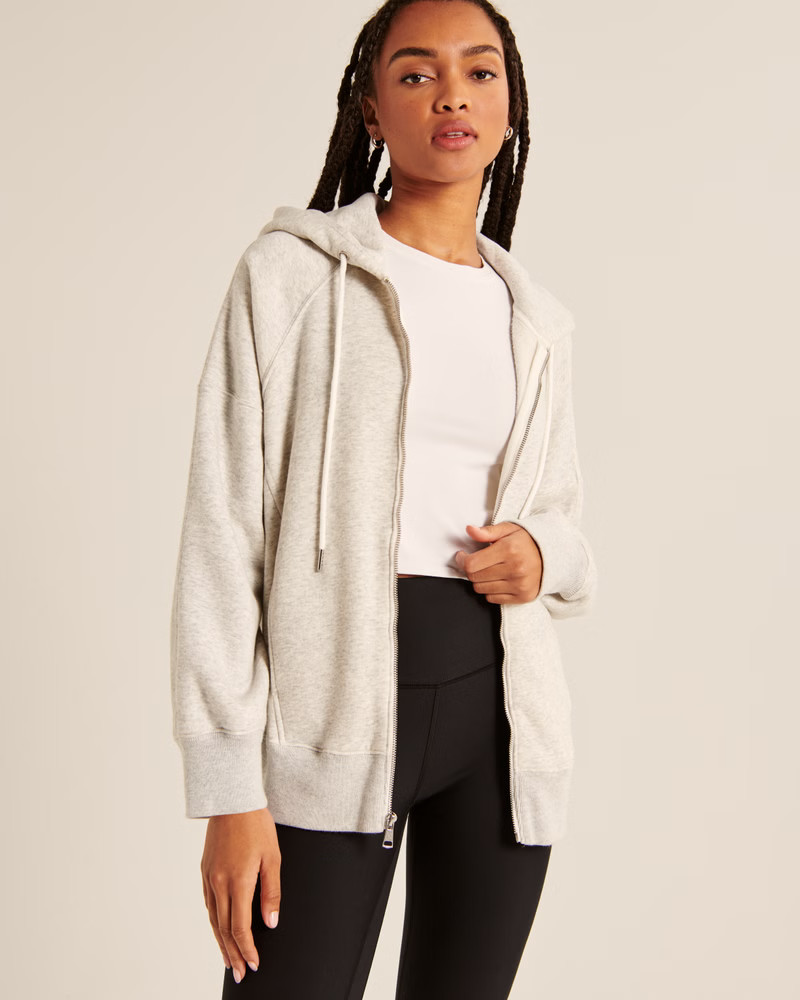 Women's Essential Oversized Boyfriend Hooded Full-Zip | Women's Tops | Abercrombie.com | Abercrombie & Fitch (US)