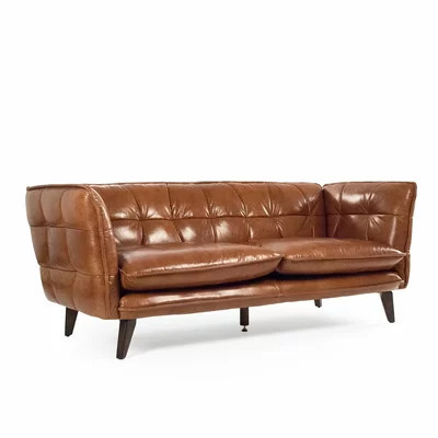 82" Genuine Leather Tuxedo Arm Sofa | Wayfair North America